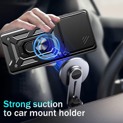 Nothing Phone 2a Sliding Camera Cover Magnetic Ring Stand Shockproof TPU + PC Protective Phone Case
