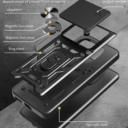 Nothing Phone 2a Sliding Camera Cover Magnetic Ring Stand Shockproof TPU + PC Protective Phone Case