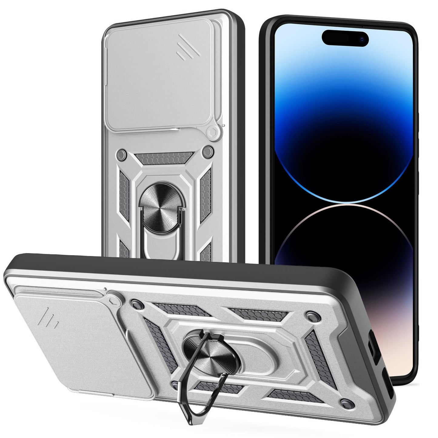 Nothing Phone 2a Sliding Camera Cover Magnetic Ring Stand Shockproof TPU + PC Protective Phone Case