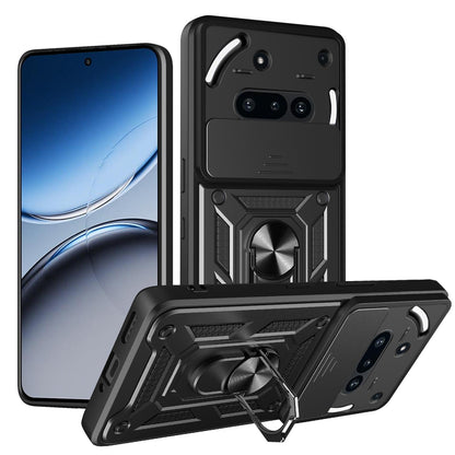 Nothing Phone 3a Sliding Camera Cover Magnetic Ring Stand Shockproof TPU + PC Protective Phone Case