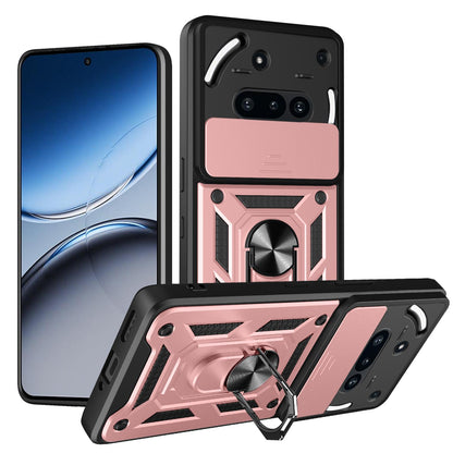 Nothing Phone 3a Sliding Camera Cover Magnetic Ring Stand Shockproof TPU + PC Protective Phone Case