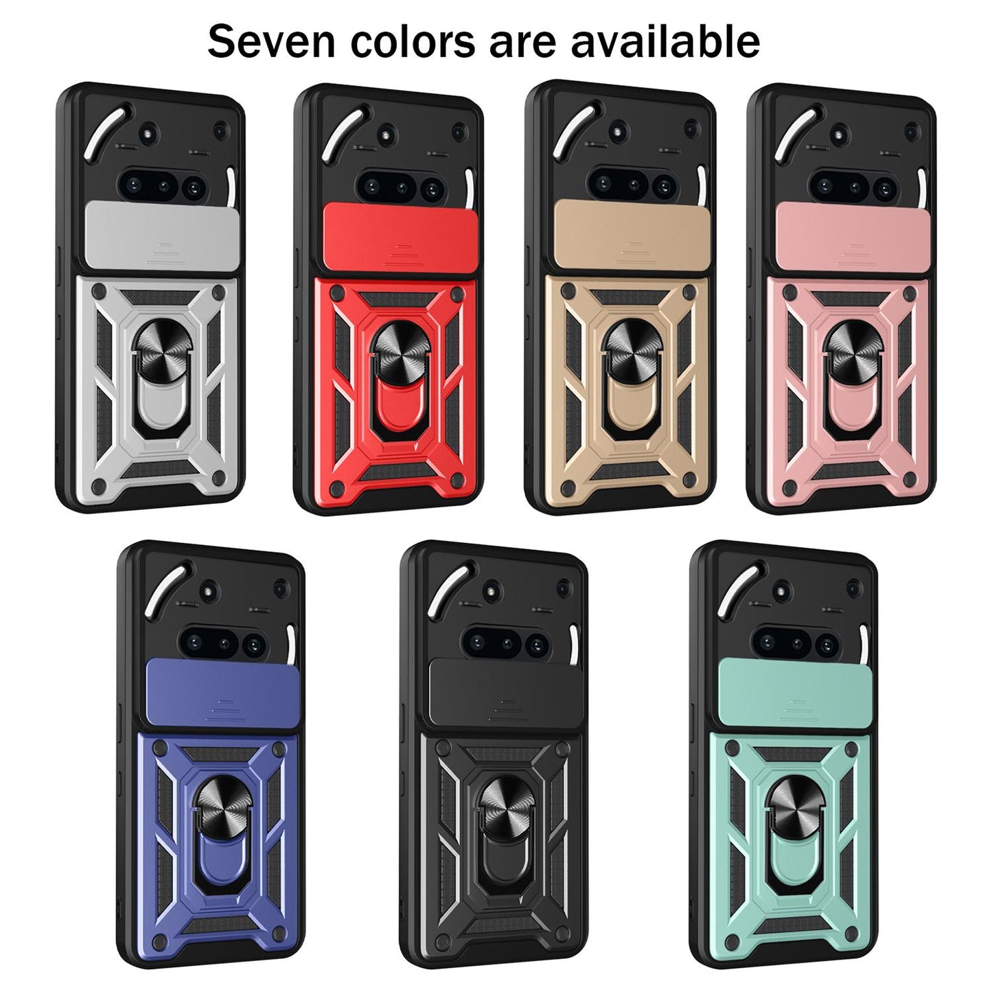 Nothing Phone 3a Sliding Camera Cover Magnetic Ring Stand Shockproof TPU + PC Protective Phone Case