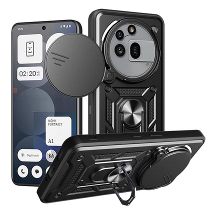 Nothing Phone 3a Pro Sliding Camera Cover Magnetic Ring Stand Shockproof TPU + PC Protective Phone Case