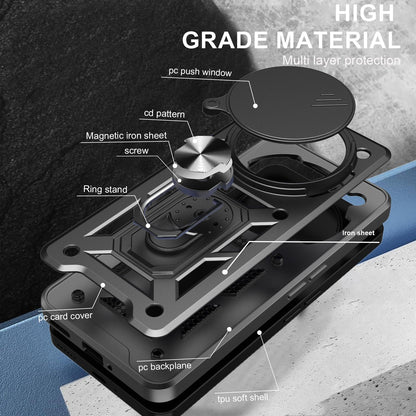 Nothing Phone 3a Pro Sliding Camera Cover Magnetic Ring Stand Shockproof TPU + PC Protective Phone Case