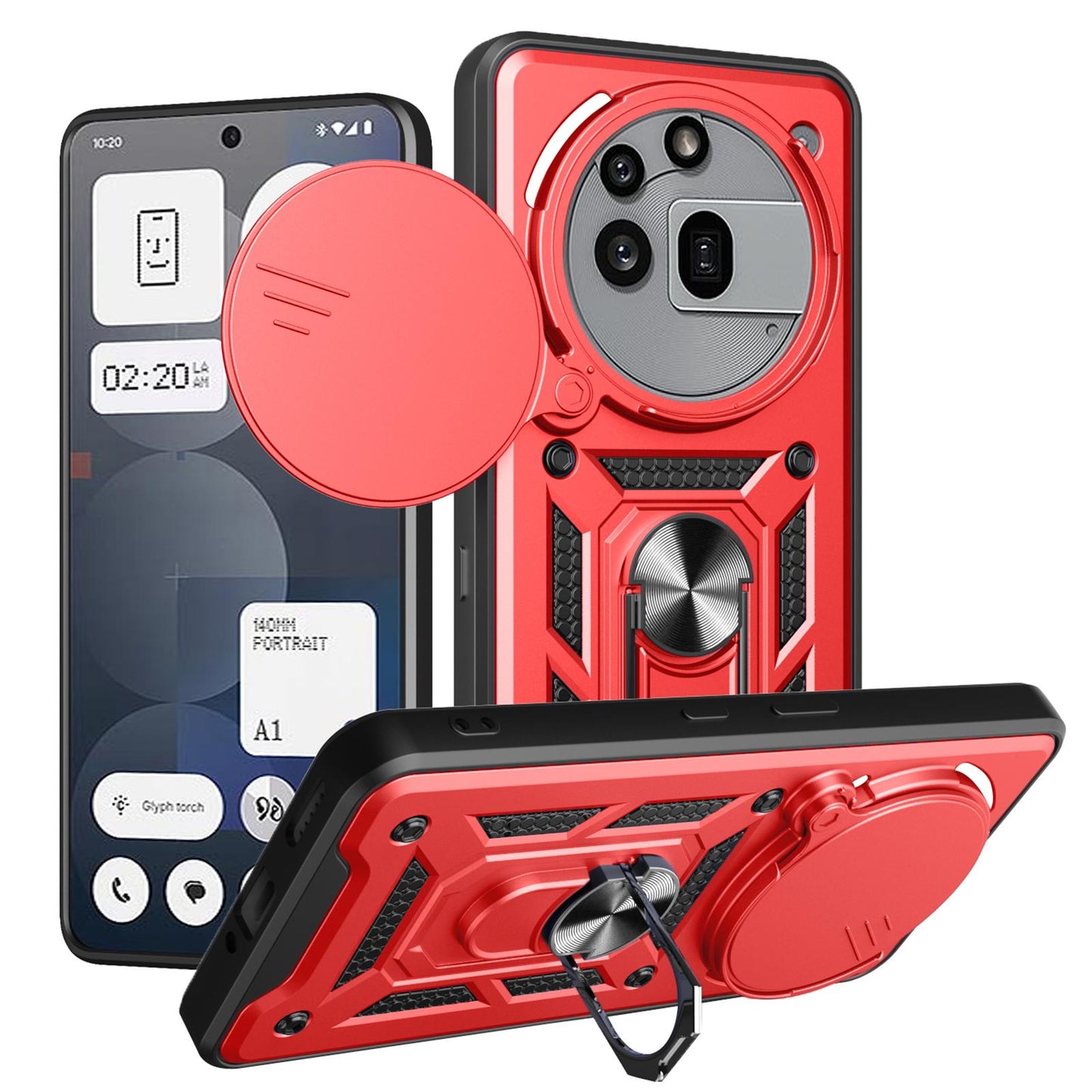 Nothing Phone 3a Pro Sliding Camera Cover Magnetic Ring Stand Shockproof TPU + PC Protective Phone Case
