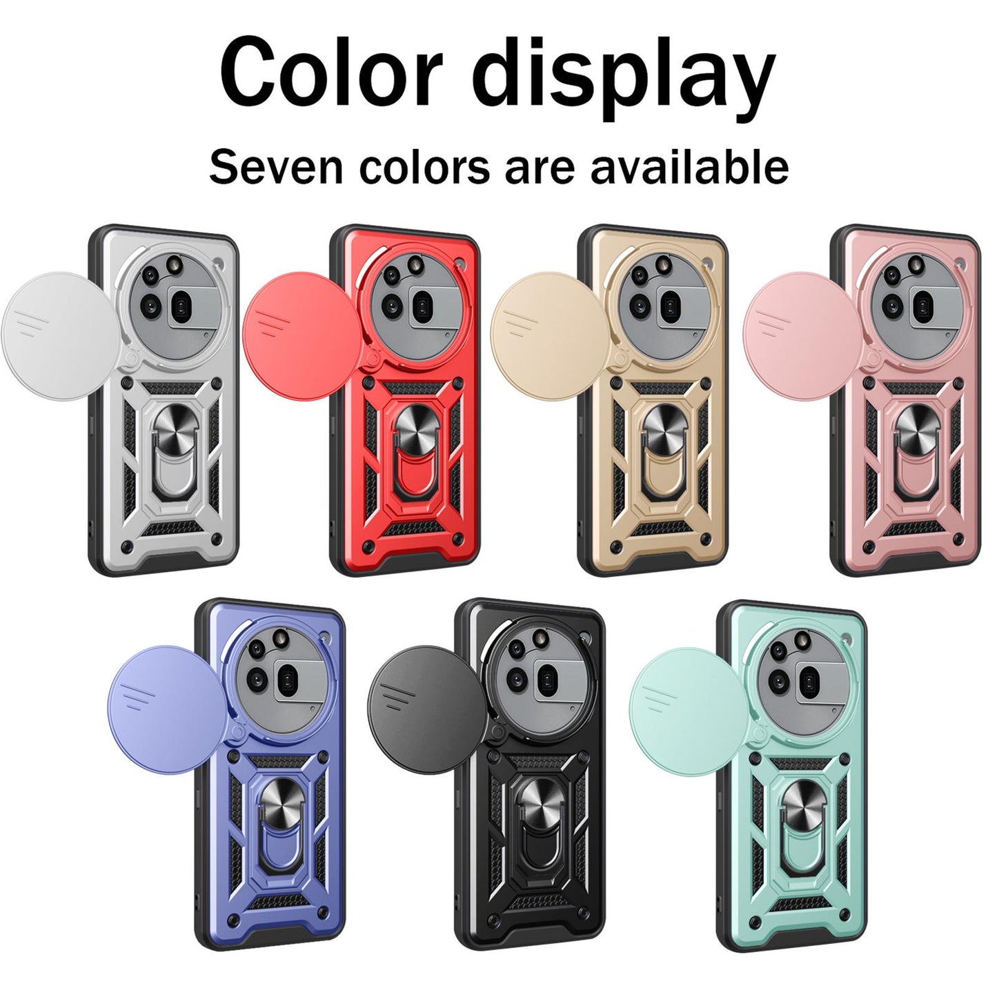 Nothing Phone 3a Pro Sliding Camera Cover Magnetic Ring Stand Shockproof TPU + PC Protective Phone Case