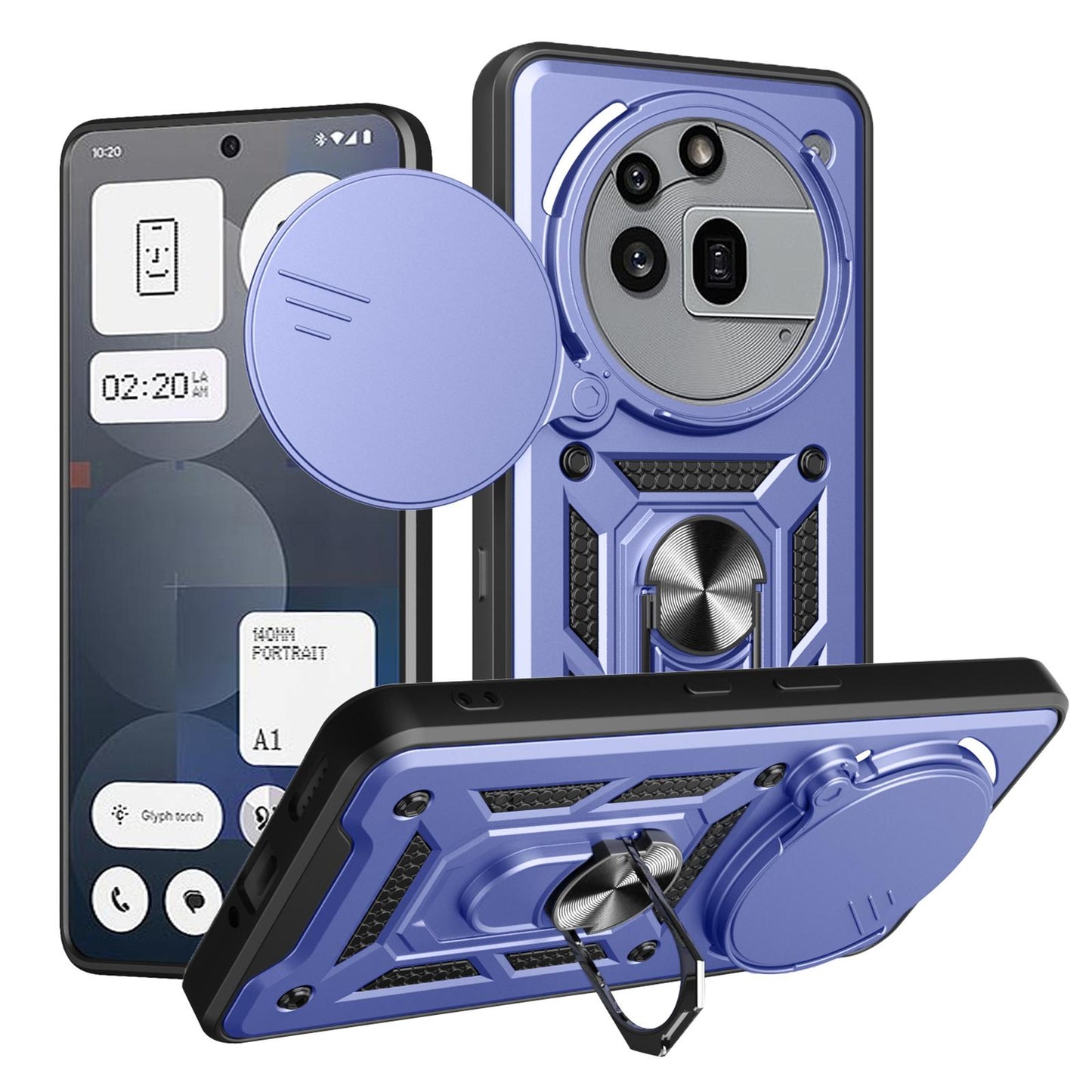 Nothing Phone 3a Pro Sliding Camera Cover Magnetic Ring Stand Shockproof TPU + PC Protective Phone Case