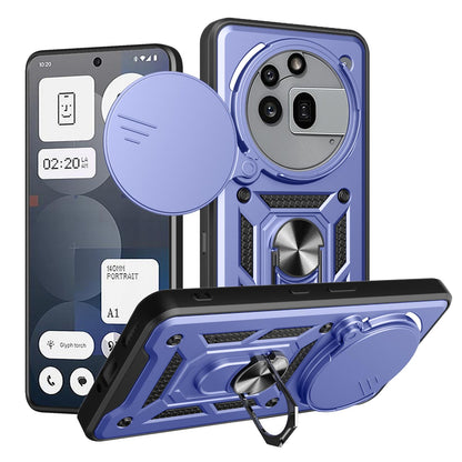 Nothing Phone 3a Pro Sliding Camera Cover Magnetic Ring Stand Shockproof TPU + PC Protective Phone Case