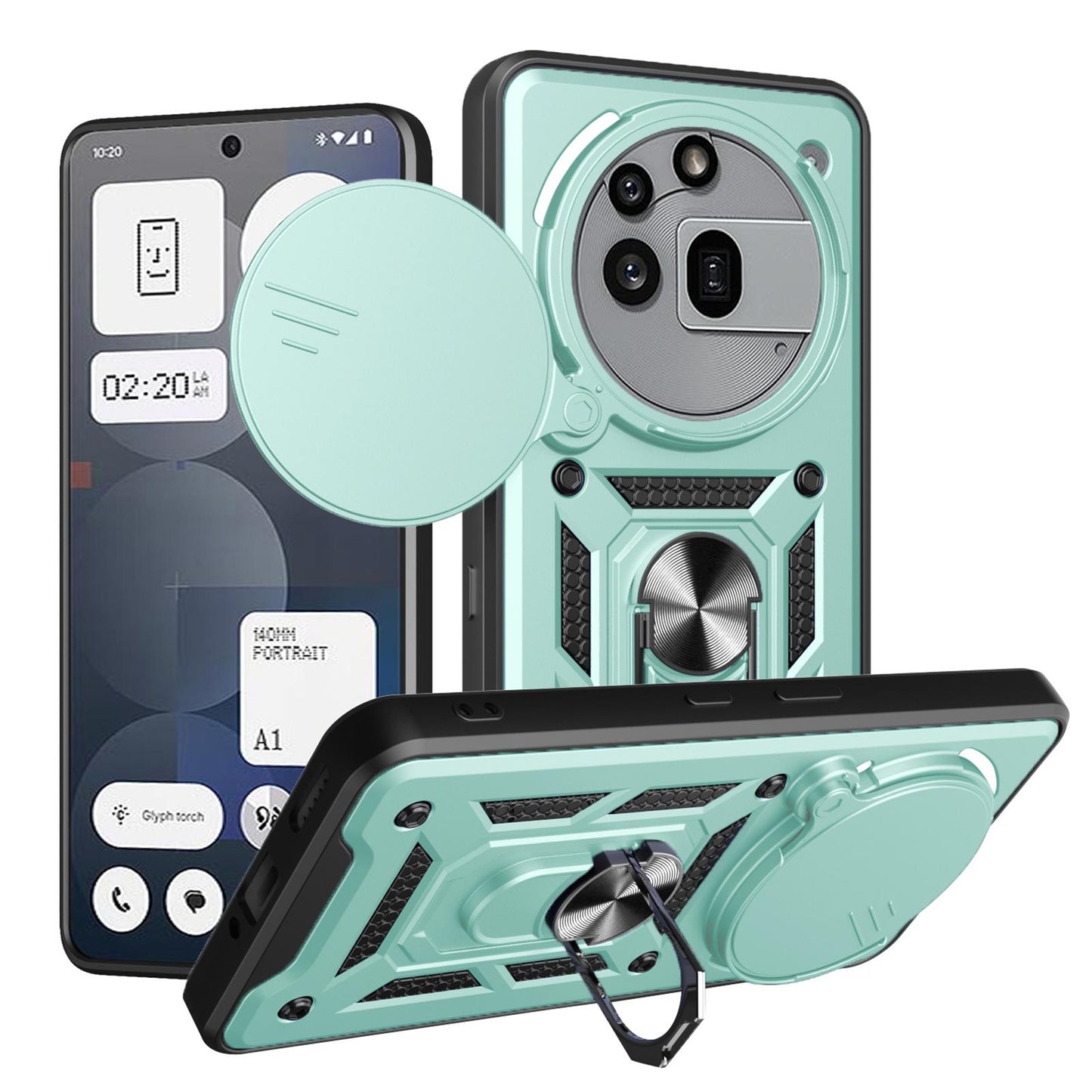 Nothing Phone 3a Pro Sliding Camera Cover Magnetic Ring Stand Shockproof TPU + PC Protective Phone Case