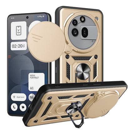 Nothing Phone 3a Pro Sliding Camera Cover Magnetic Ring Stand Shockproof TPU + PC Protective Phone Case