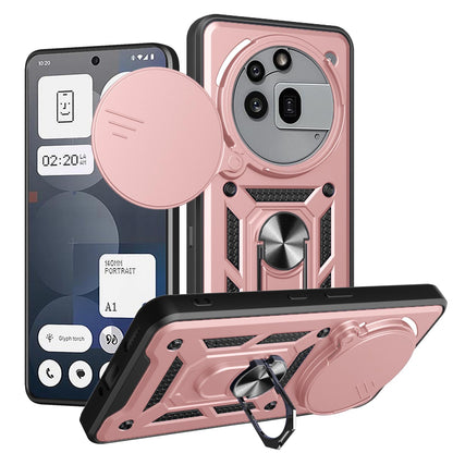 Nothing Phone 3a Pro Sliding Camera Cover Magnetic Ring Stand Shockproof TPU + PC Protective Phone Case
