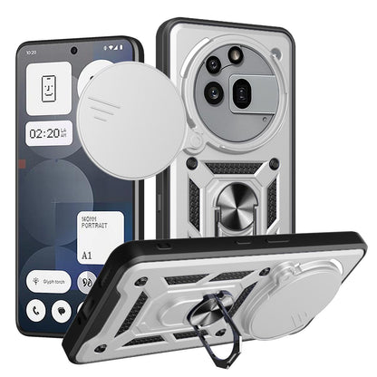 Nothing Phone 3a Pro Sliding Camera Cover Magnetic Ring Stand Shockproof TPU + PC Protective Phone Case