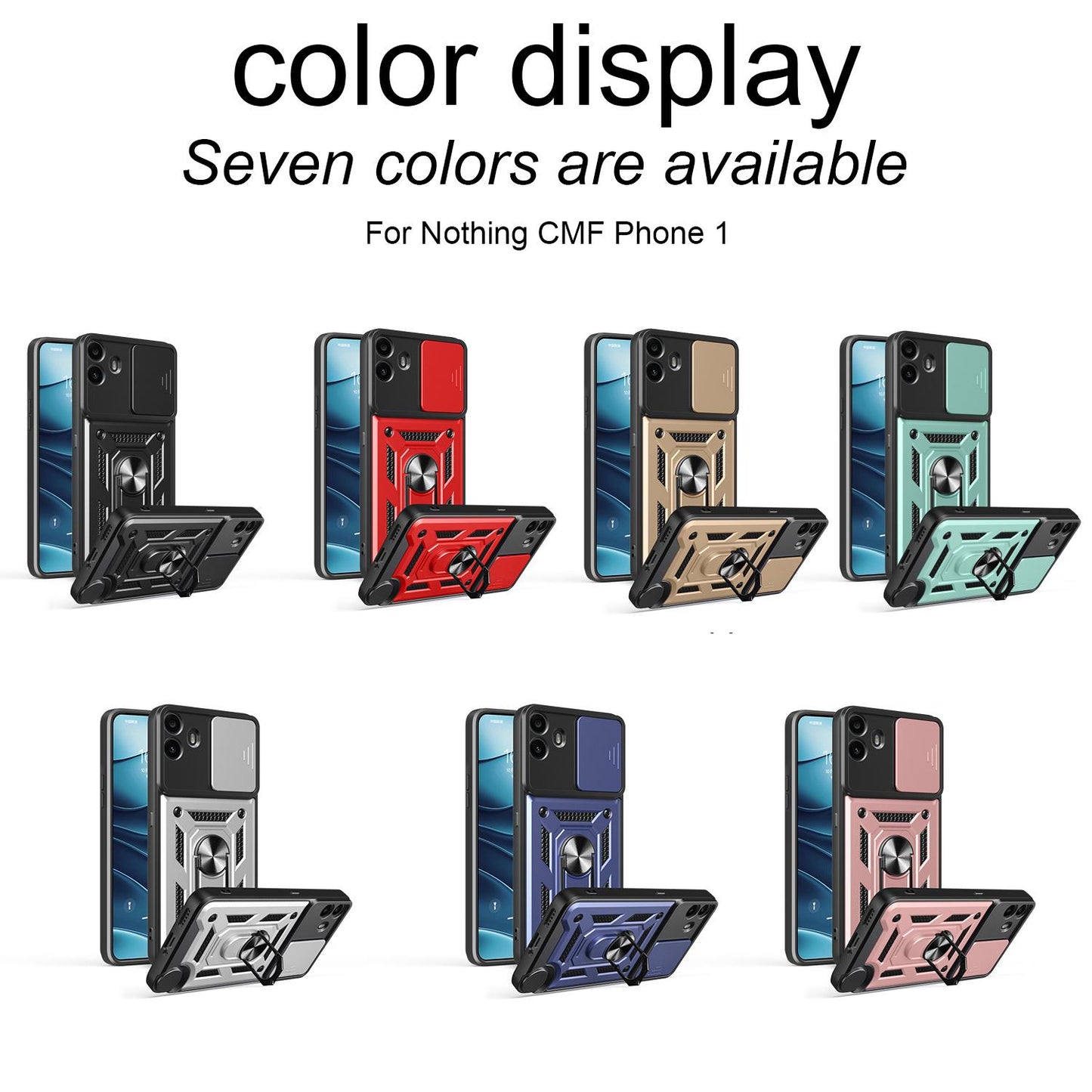 Nothing CMF Phone 1 Sliding Camera Cover Magnetic Ring Stand Shockproof TPU + PC Protective Phone Case