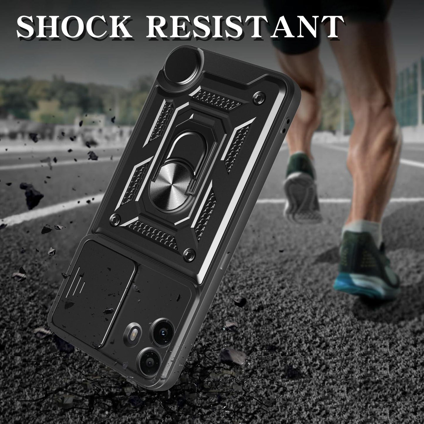 Nothing CMF Phone 1 Sliding Camera Cover Magnetic Ring Stand Shockproof TPU + PC Protective Phone Case