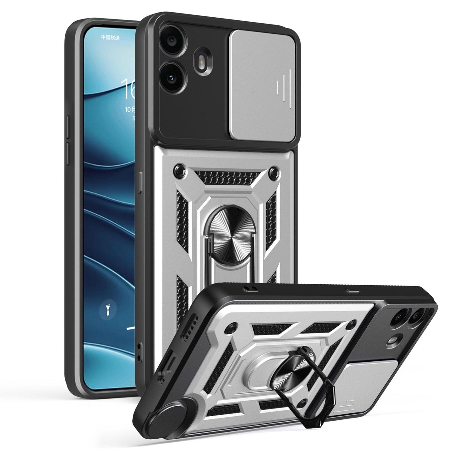 Nothing CMF Phone 1 Sliding Camera Cover Magnetic Ring Stand Shockproof TPU + PC Protective Phone Case