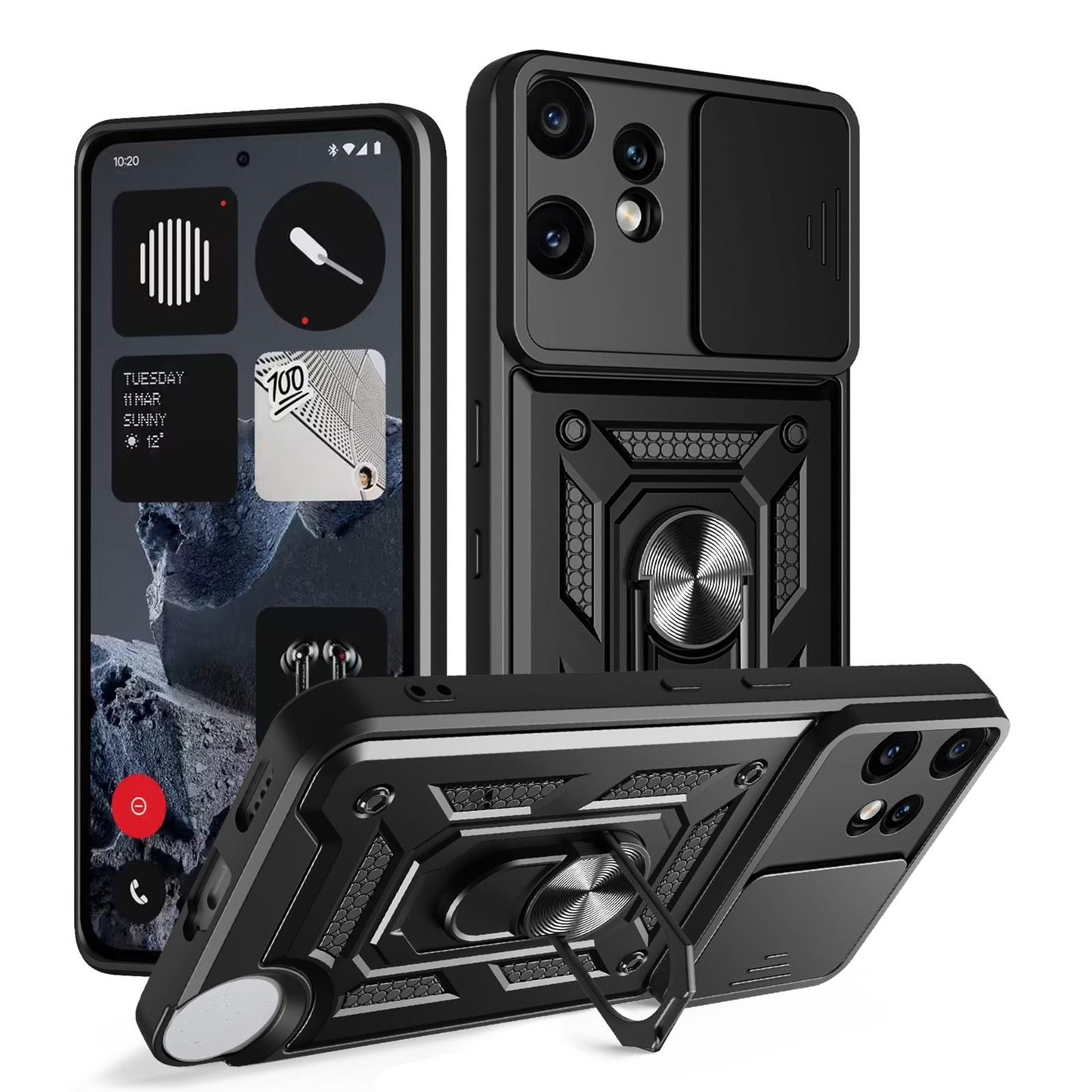 Nothing CMF Phone 2 Pro Sliding Camera Cover Magnetic Ring Stand Shockproof TPU + PC Protective Phone Case