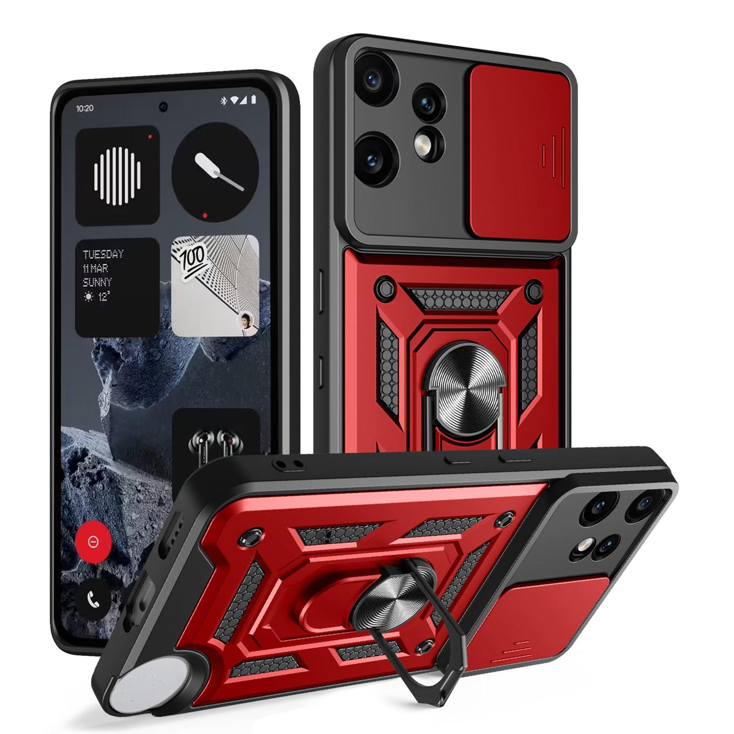 Nothing CMF Phone 2 Pro Sliding Camera Cover Magnetic Ring Stand Shockproof TPU + PC Protective Phone Case