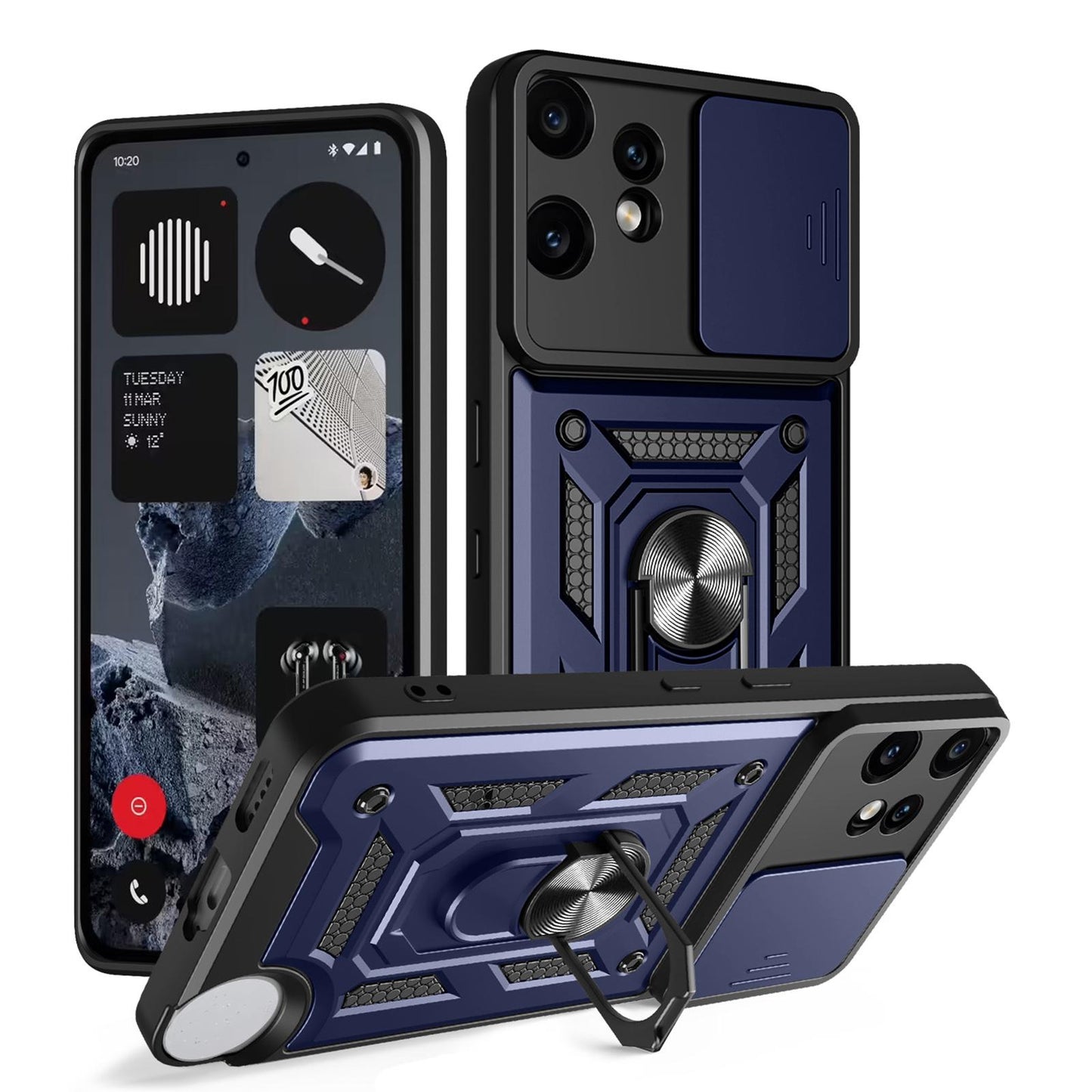 Nothing CMF Phone 2 Pro Sliding Camera Cover Magnetic Ring Stand Shockproof TPU + PC Protective Phone Case