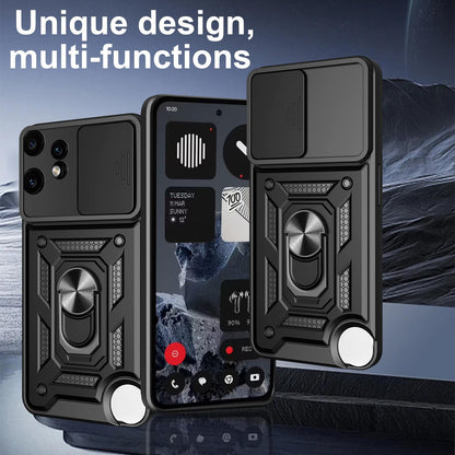 Nothing CMF Phone 2 Pro Sliding Camera Cover Magnetic Ring Stand Shockproof TPU + PC Protective Phone Case