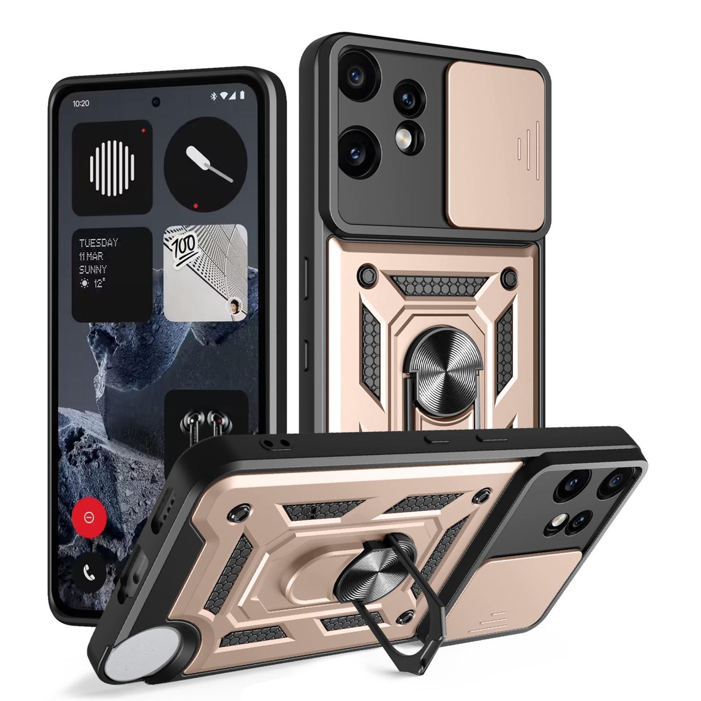 Nothing CMF Phone 2 Pro Sliding Camera Cover Magnetic Ring Stand Shockproof TPU + PC Protective Phone Case