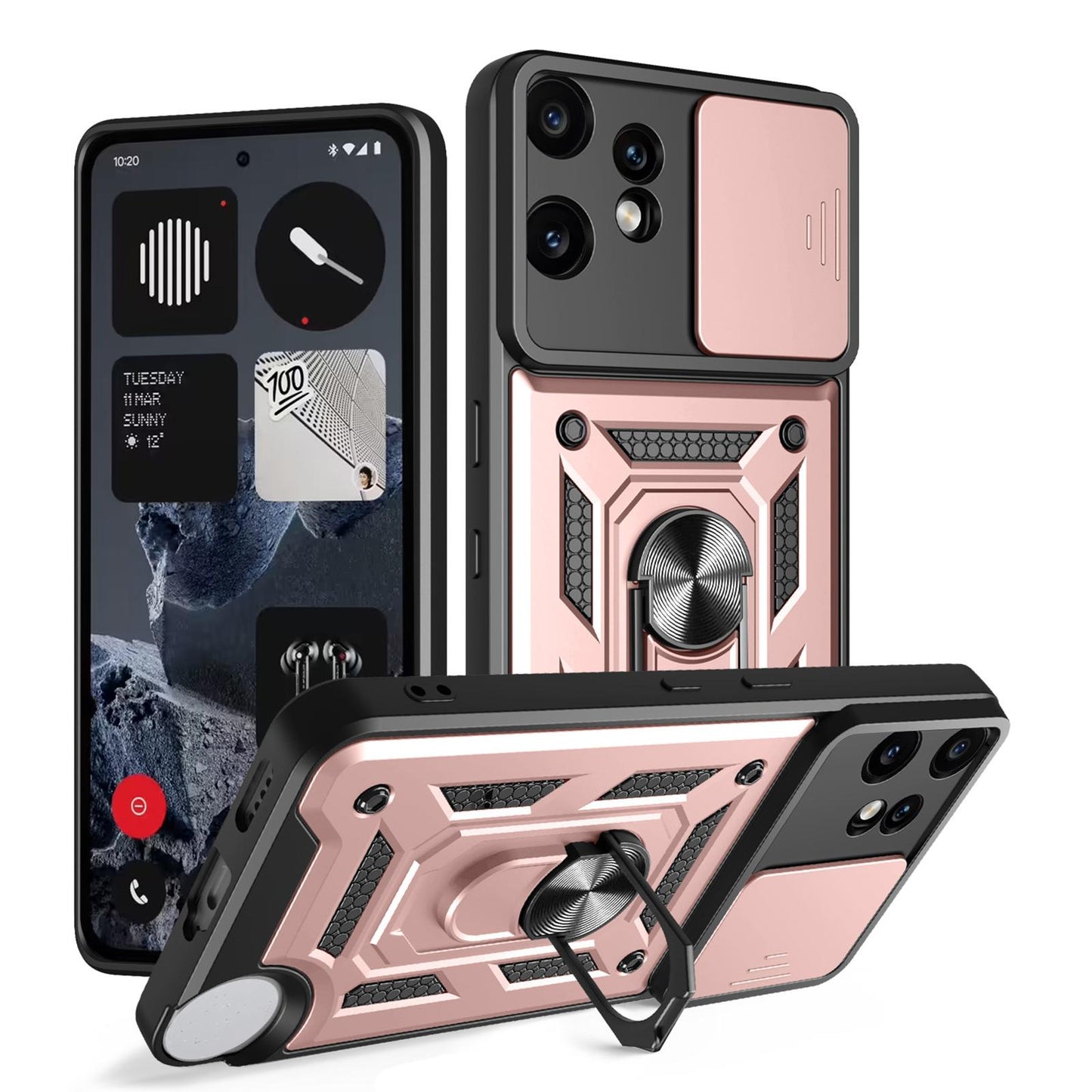 Nothing CMF Phone 2 Pro Sliding Camera Cover Magnetic Ring Stand Shockproof TPU + PC Protective Phone Case