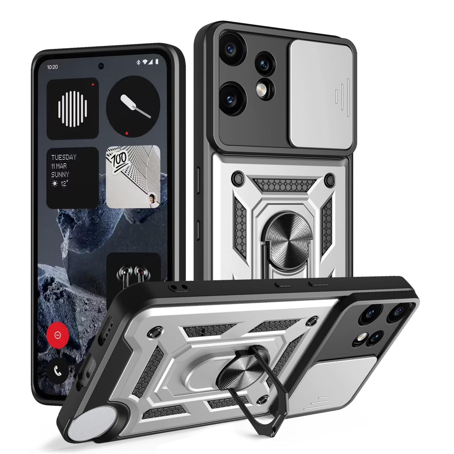 Nothing CMF Phone 2 Pro Sliding Camera Cover Magnetic Ring Stand Shockproof TPU + PC Protective Phone Case