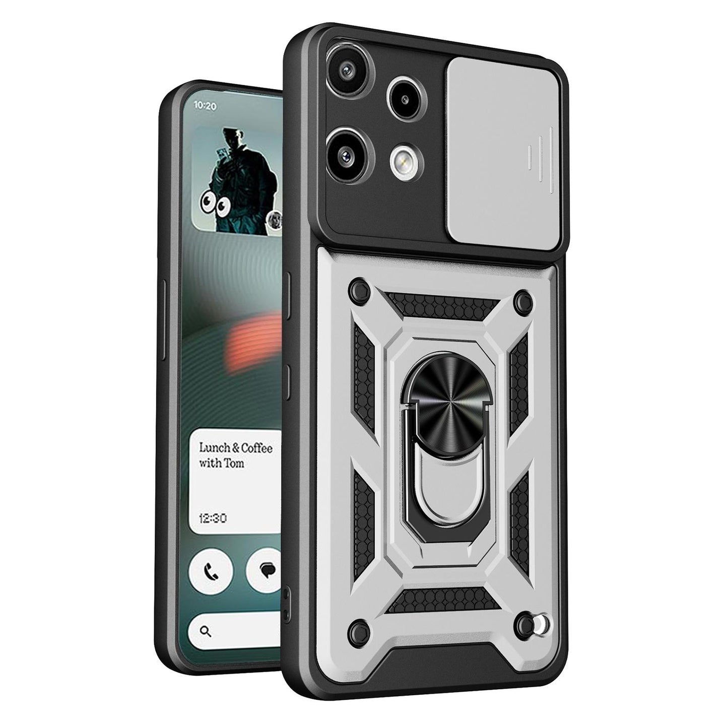 Nothing Phone 3a Lite Sliding Camera Cover Magnetic Ring Stand Shockproof TPU + PC Protective Phone Case