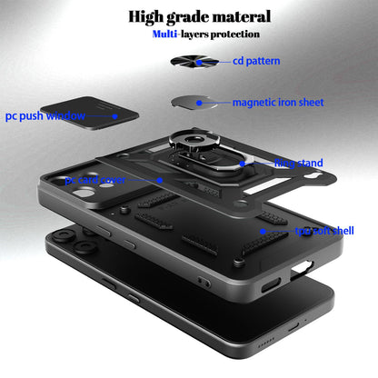 Nothing Phone 3a Lite Sliding Camera Cover Magnetic Ring Stand Shockproof TPU + PC Protective Phone Case