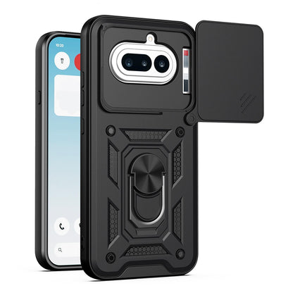 Nothing Phone 4a Sliding Camera Cover Magnetic Ring Stand Shockproof TPU + PC Protective Phone Case