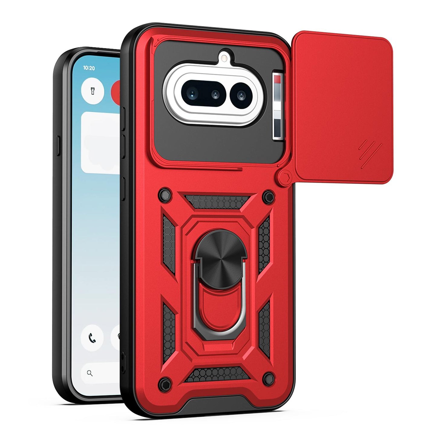 Nothing Phone 4a Sliding Camera Cover Magnetic Ring Stand Shockproof TPU + PC Protective Phone Case
