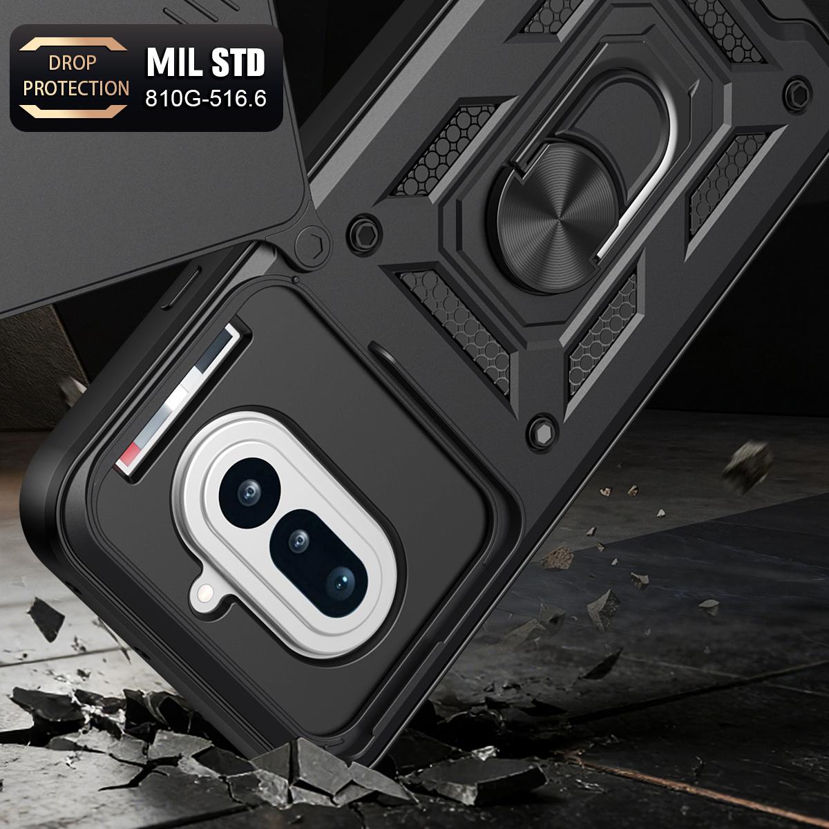 Nothing Phone 4a Sliding Camera Cover Magnetic Ring Stand Shockproof TPU + PC Protective Phone Case