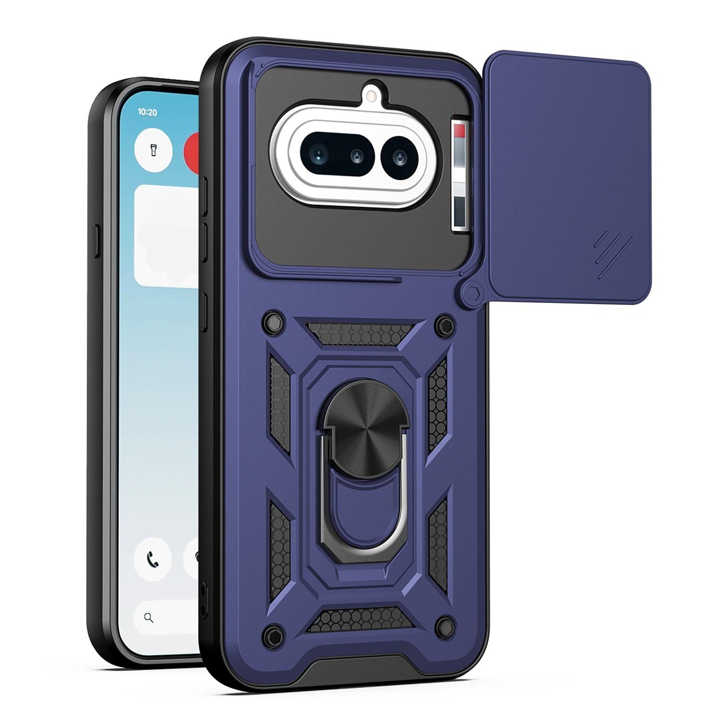 Nothing Phone 4a Sliding Camera Cover Magnetic Ring Stand Shockproof TPU + PC Protective Phone Case