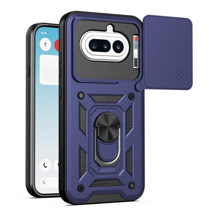 Nothing Phone 4a Sliding Camera Cover Magnetic Ring Stand Shockproof TPU + PC Protective Phone Case