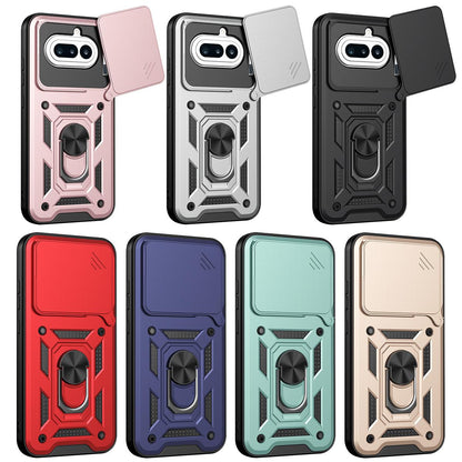 Nothing Phone 4a Sliding Camera Cover Magnetic Ring Stand Shockproof TPU + PC Protective Phone Case