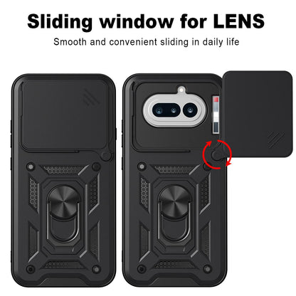 Nothing Phone 4a Sliding Camera Cover Magnetic Ring Stand Shockproof TPU + PC Protective Phone Case