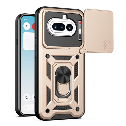 Nothing Phone 4a Sliding Camera Cover Magnetic Ring Stand Shockproof TPU + PC Protective Phone Case