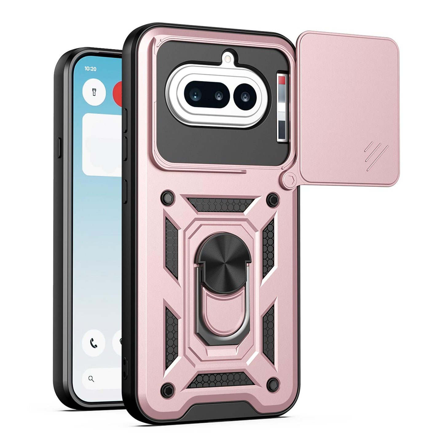 Nothing Phone 4a Sliding Camera Cover Magnetic Ring Stand Shockproof TPU + PC Protective Phone Case