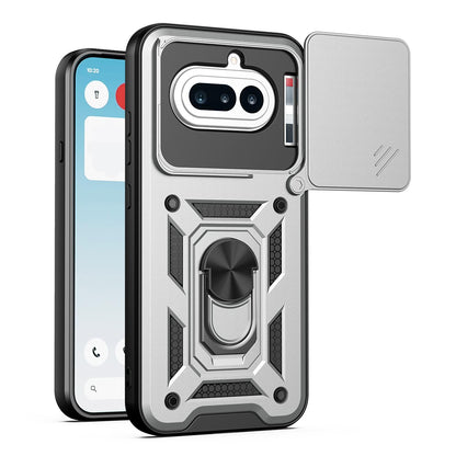 Nothing Phone 4a Sliding Camera Cover Magnetic Ring Stand Shockproof TPU + PC Protective Phone Case