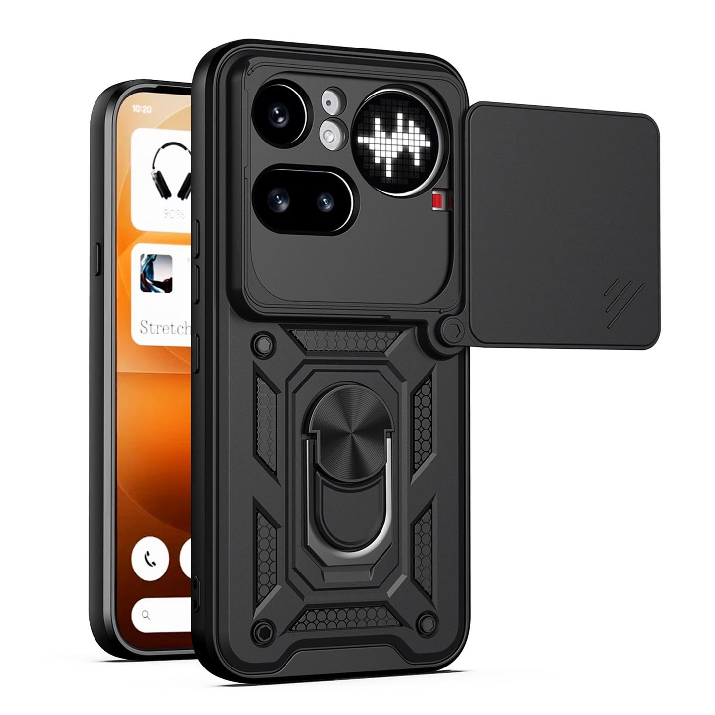 Nothing Phone 4a Pro Sliding Camera Cover Magnetic Ring Stand Shockproof TPU + PC Protective Phone Case