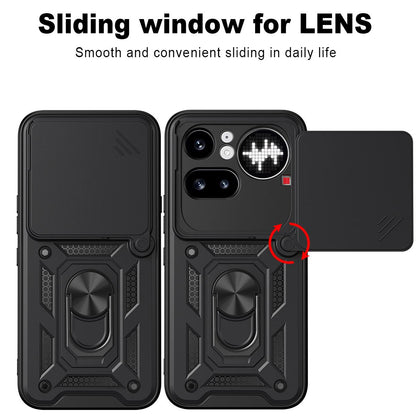 Nothing Phone 4a Pro Sliding Camera Cover Magnetic Ring Stand Shockproof TPU + PC Protective Phone Case