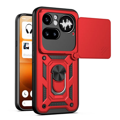 Nothing Phone 4a Pro Sliding Camera Cover Magnetic Ring Stand Shockproof TPU + PC Protective Phone Case