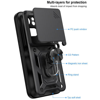Nothing Phone 4a Pro Sliding Camera Cover Magnetic Ring Stand Shockproof TPU + PC Protective Phone Case