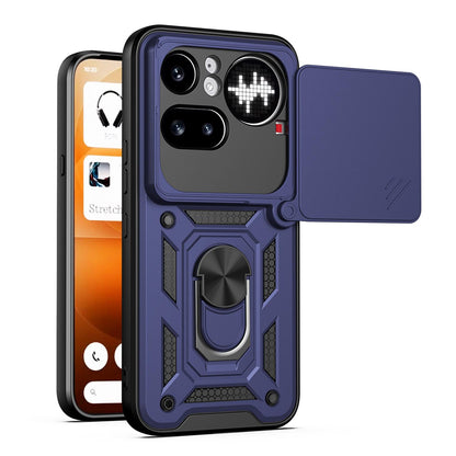 Nothing Phone 4a Pro Sliding Camera Cover Magnetic Ring Stand Shockproof TPU + PC Protective Phone Case