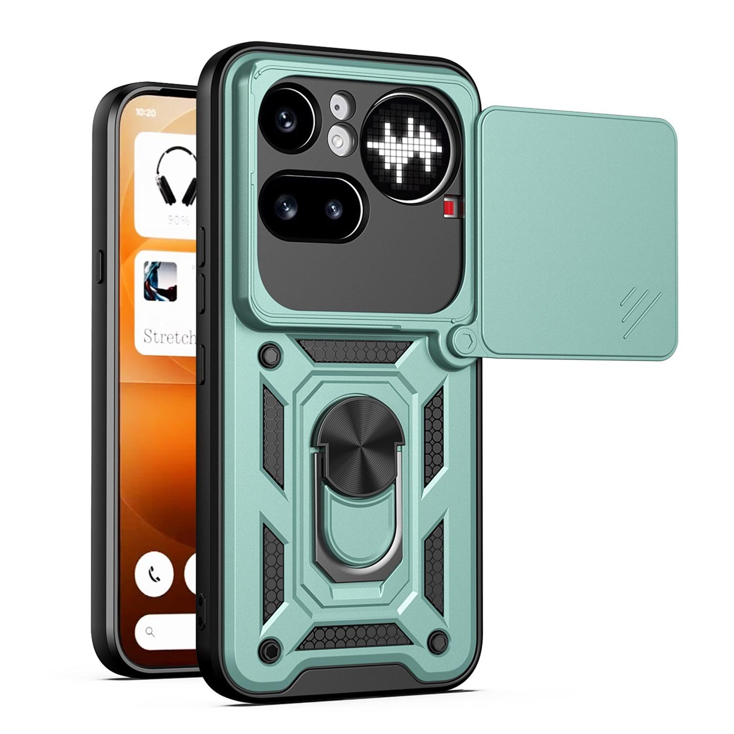 Nothing Phone 4a Pro Sliding Camera Cover Magnetic Ring Stand Shockproof TPU + PC Protective Phone Case