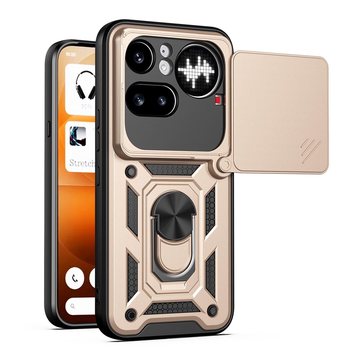 Nothing Phone 4a Pro Sliding Camera Cover Magnetic Ring Stand Shockproof TPU + PC Protective Phone Case