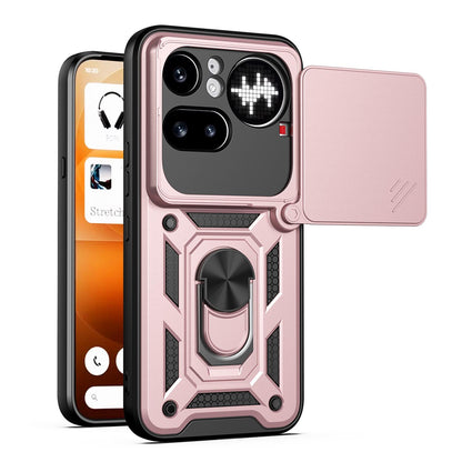 Nothing Phone 4a Pro Sliding Camera Cover Magnetic Ring Stand Shockproof TPU + PC Protective Phone Case