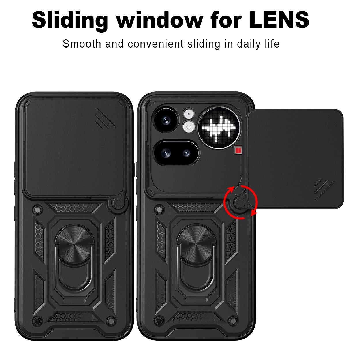 Nothing Phone 4a Pro Sliding Camera Cover Magnetic Ring Stand Shockproof TPU + PC Protective Phone Case