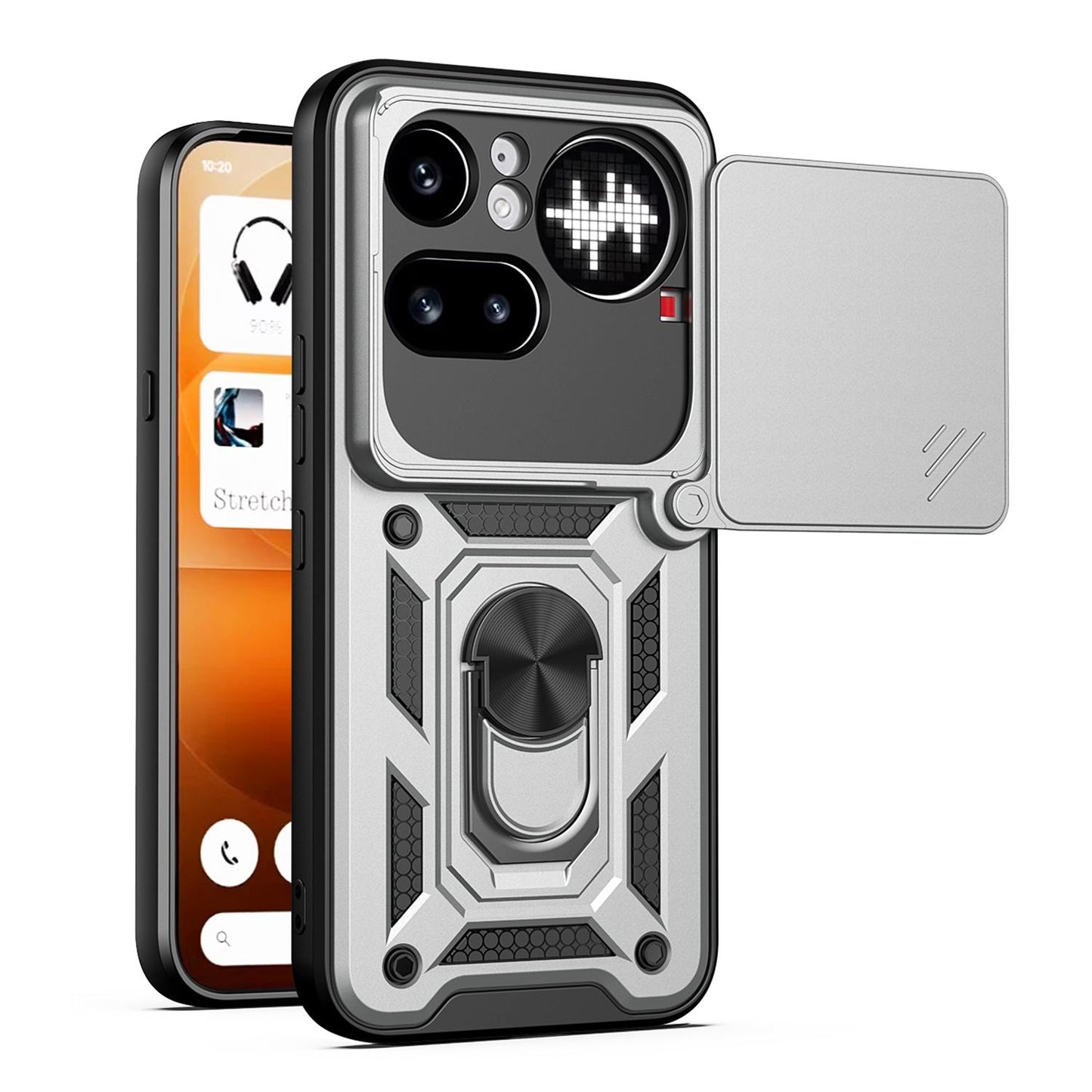 Nothing Phone 4a Pro Sliding Camera Cover Magnetic Ring Stand Shockproof TPU + PC Protective Phone Case