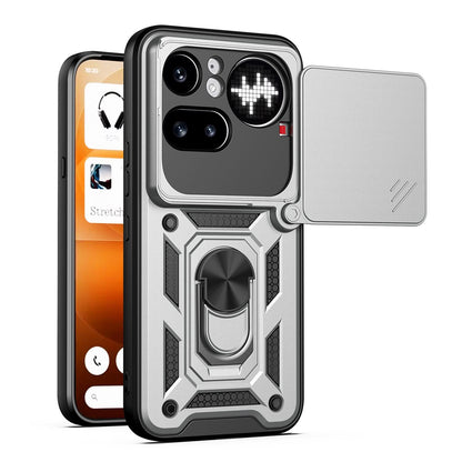 Nothing Phone 4a Pro Sliding Camera Cover Magnetic Ring Stand Shockproof TPU + PC Protective Phone Case