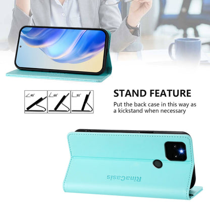 Google Pixel 5a Dual-Folded Magnetic Suction RFID Blocking PU Leather Wallet Phone Case with Card Slots, Cash Pocket, Kickstand, Full Protective Flip Cover